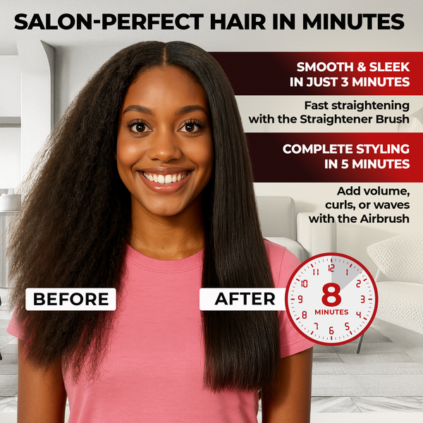 Hair Straightener Comb 5-in-1: Ionic Boost, Blow Dryer Brush, Volumizer, Styler & Curler
